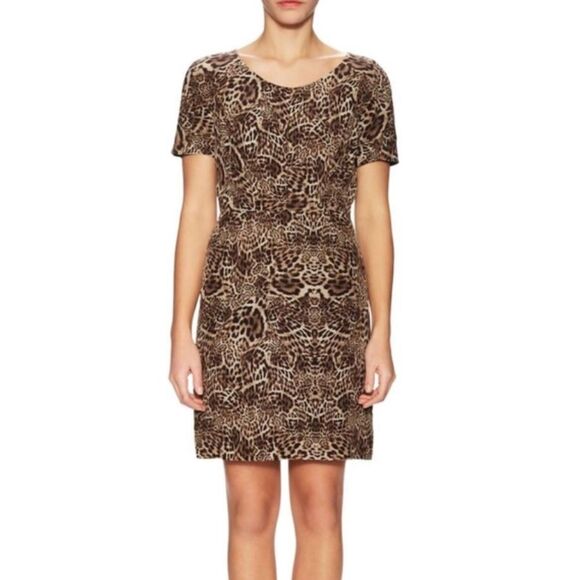 The Kooples Leopard Print Silk Short Sleeve Mini CDC Dress - Picture 1 of 6
